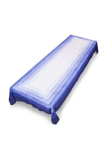 Shades Of Blue Striped Linen Tablecloth by Summerill & Bishop