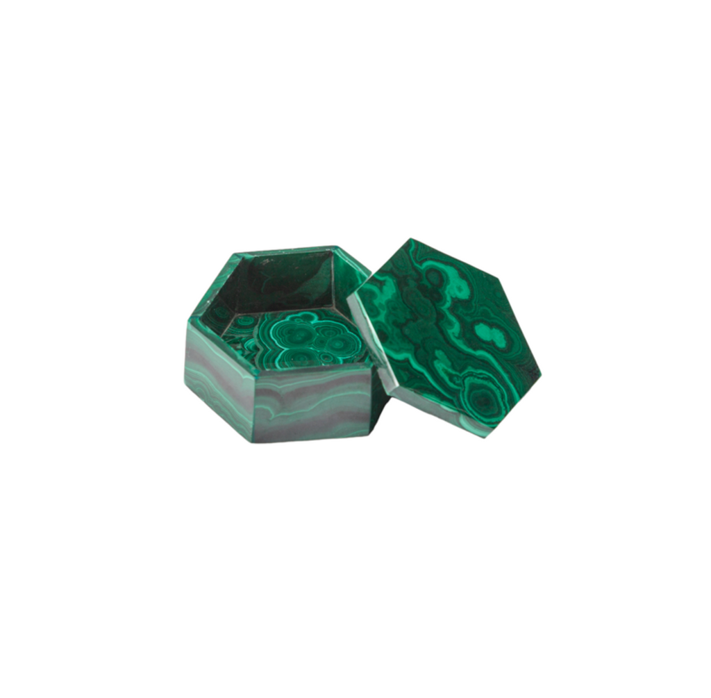 Hexagonal Malachite Boxes