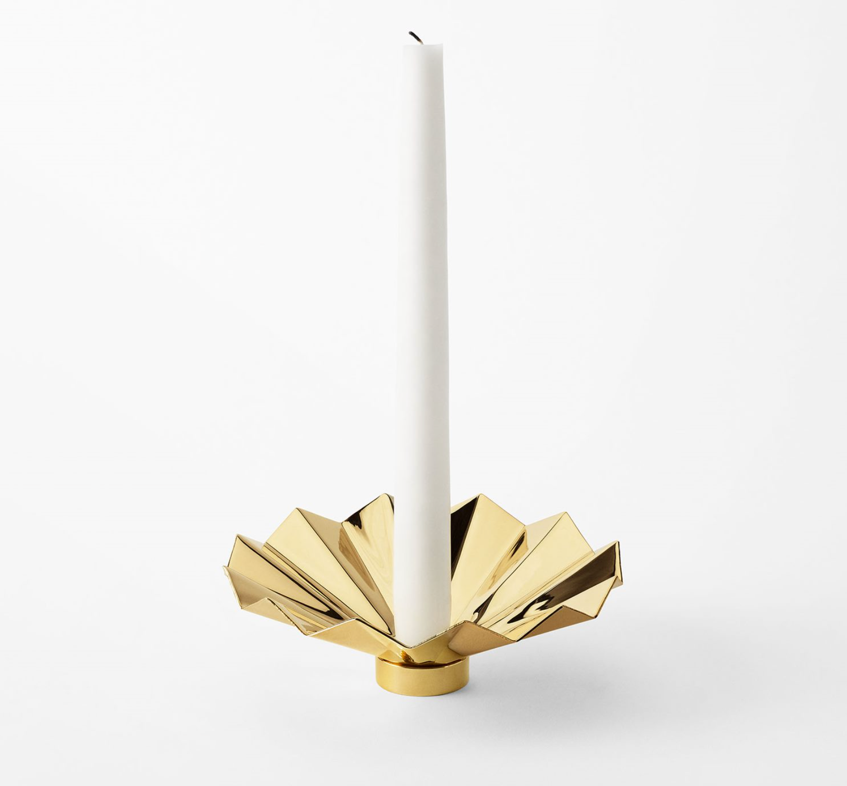 Small Brass or Silver Candle Holder with Glass and Brass Bobeché