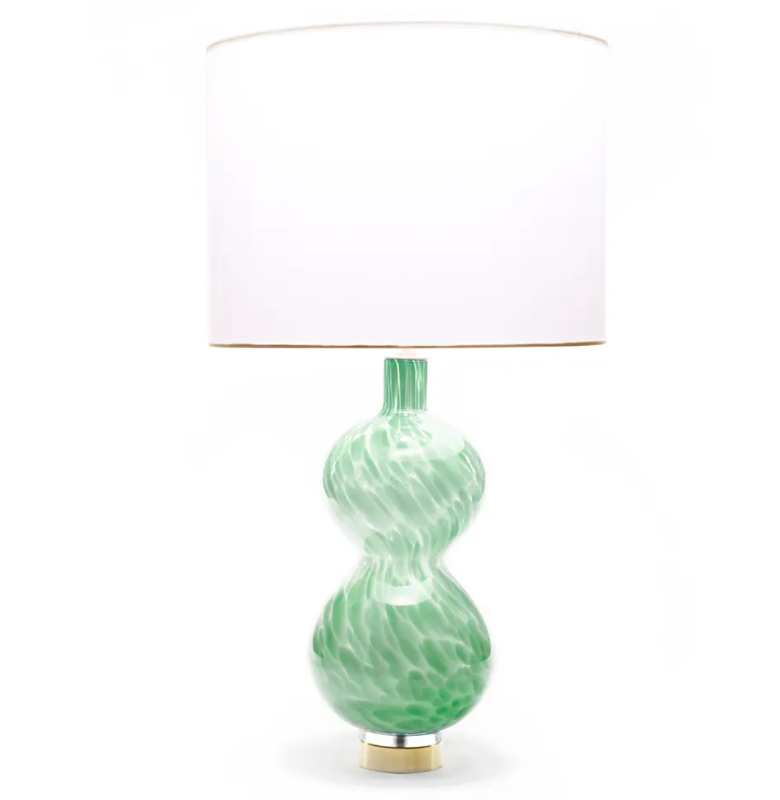 Hourglass Lamp - Jade Green - Unfinished Brass