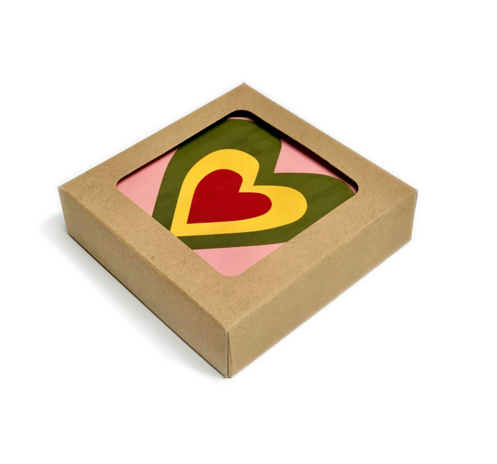 Heart Cork-Backed Coasters in Mixed Colours by Summerill & Bishop - Set of 6