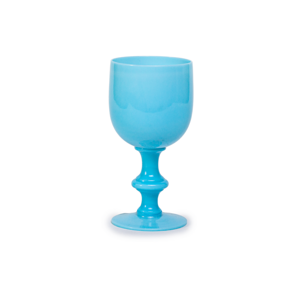 Red Wine Glass French Portieux Vallerysthal  Blue Opaline