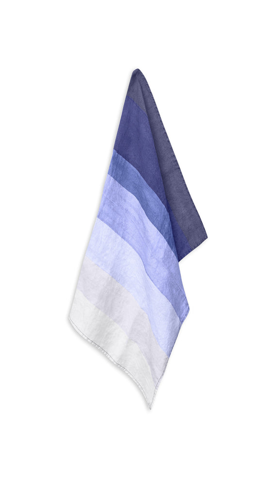 Shades Of Blue Striped Linen Tablecloth by Summerill & Bishop