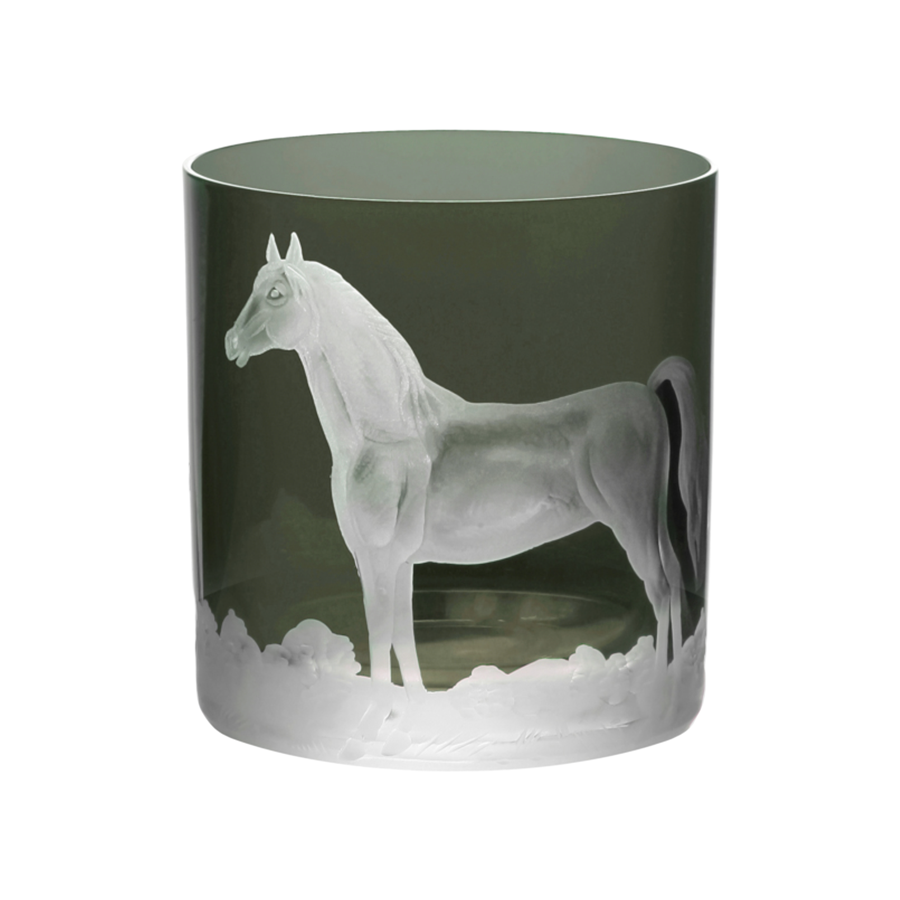 Double Old Fashioned Glasses in Smoke - Horse , Set of 2 by Artel