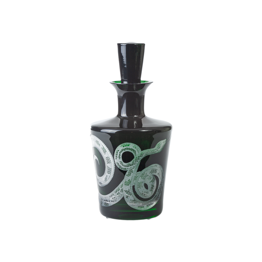 Cabinet of Curiosities Decanter Snake in British Racer Green by Artel