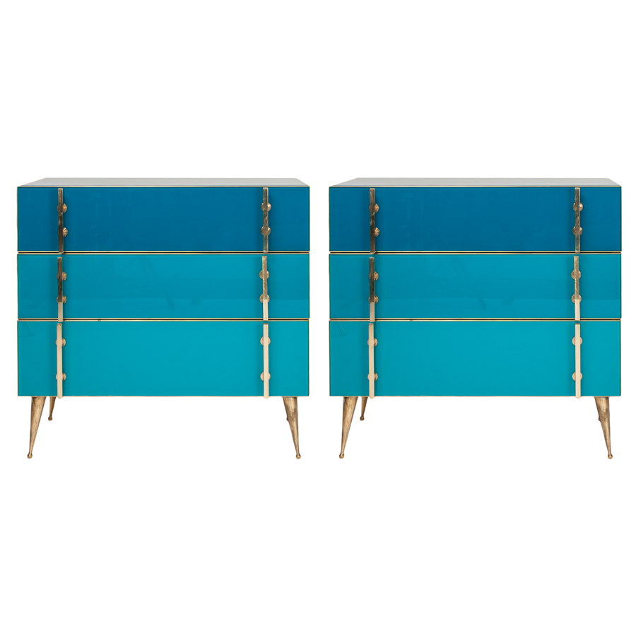 Pair of Italian Shades of Blue Nightstands