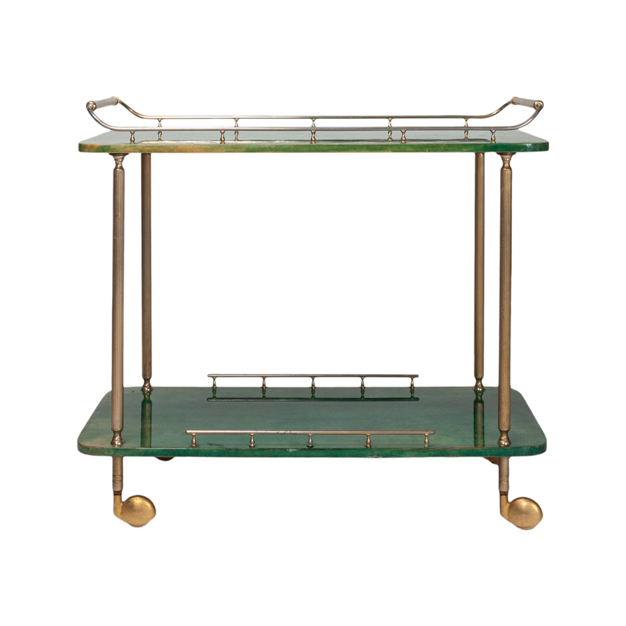 Aldo Tura Green Bar Cart