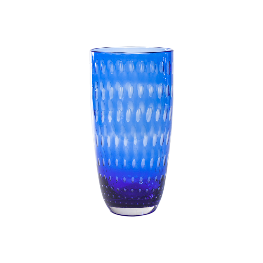 Vintage Blue Ombre Glass Vase with Controlled Bubble