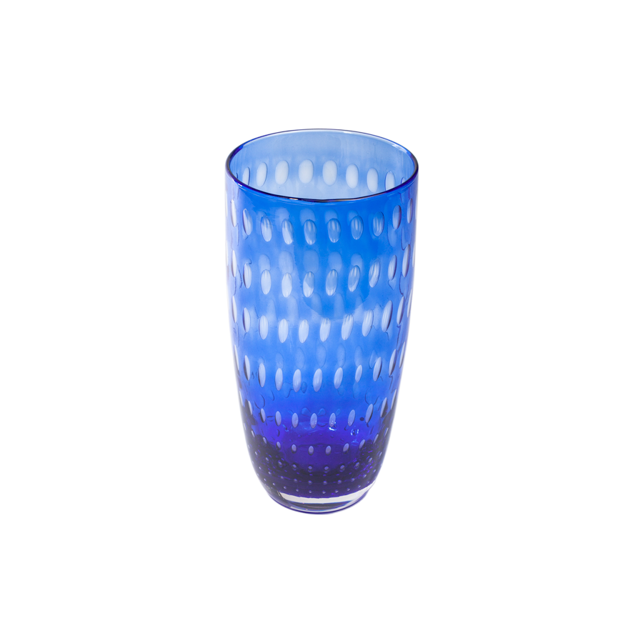 Vintage Blue Ombre Glass Vase with Controlled Bubble