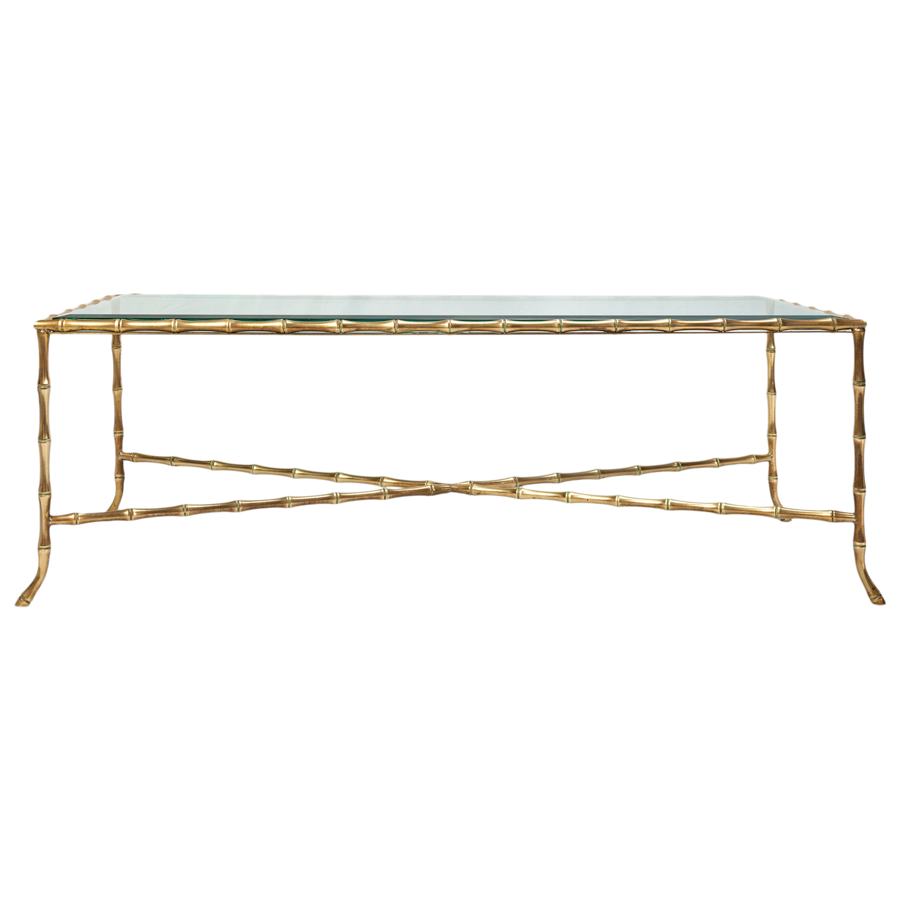 A PAIR OF VINTAGE BRASS BAMBOO LOW TABLES — Meg Braff Designs