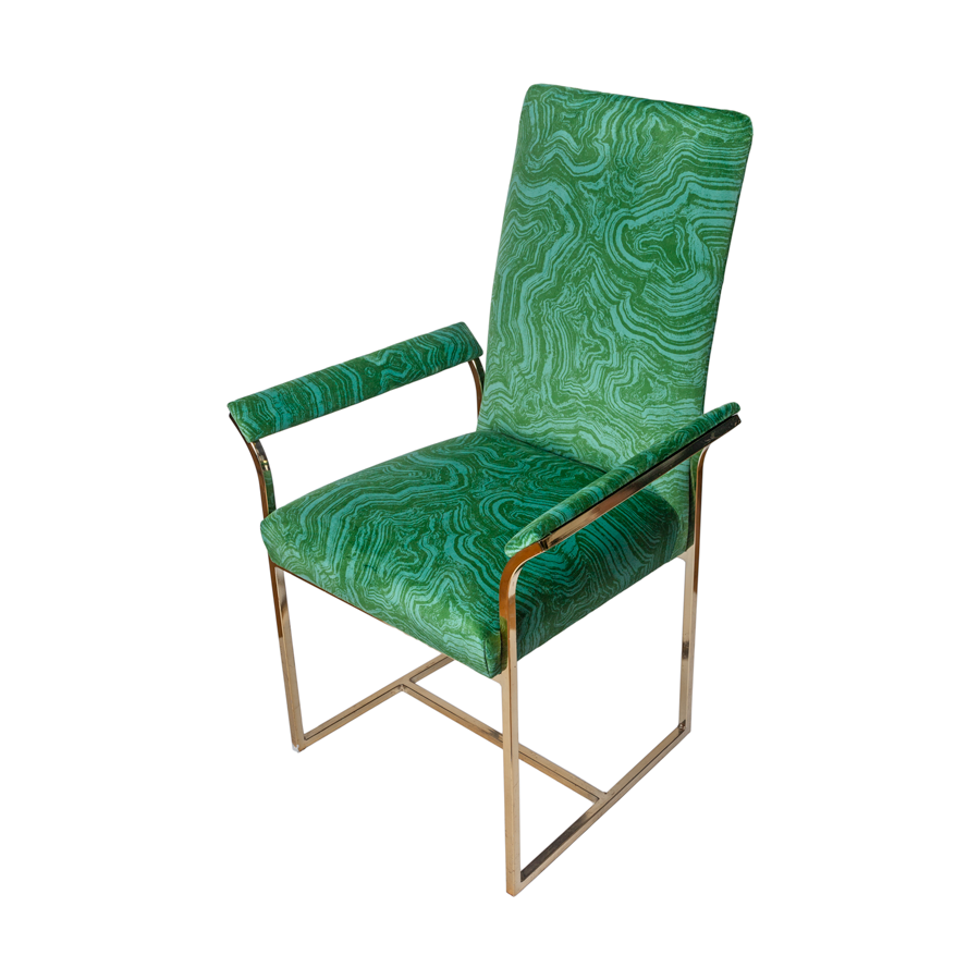 Milo Baughman Malachite Velvet Chairs