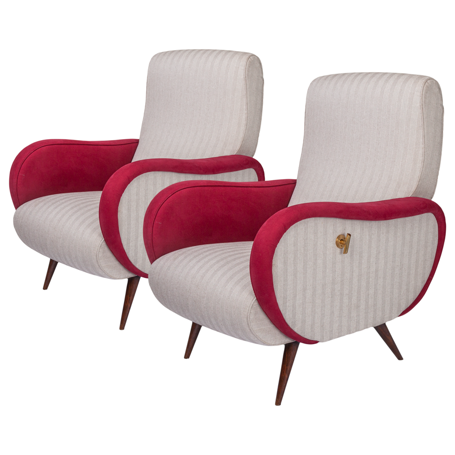 Pair of Mid-Century Reclining Chairs in the Style Marco Zanuso