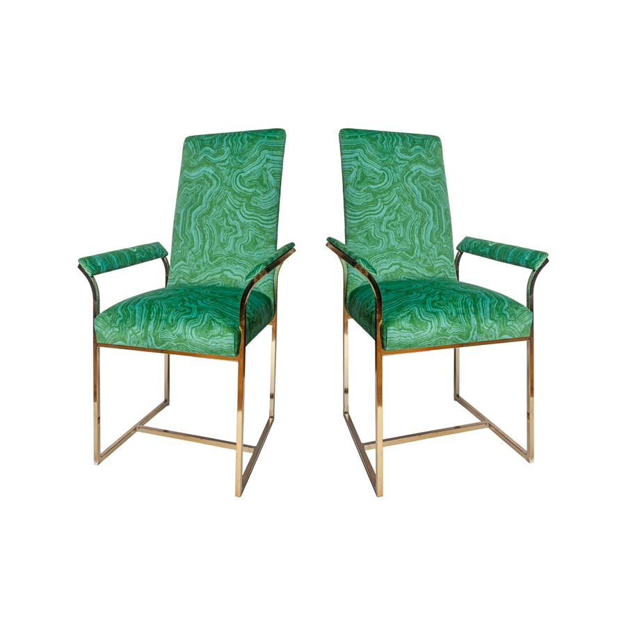 Milo Baughman Malachite Velvet Chairs