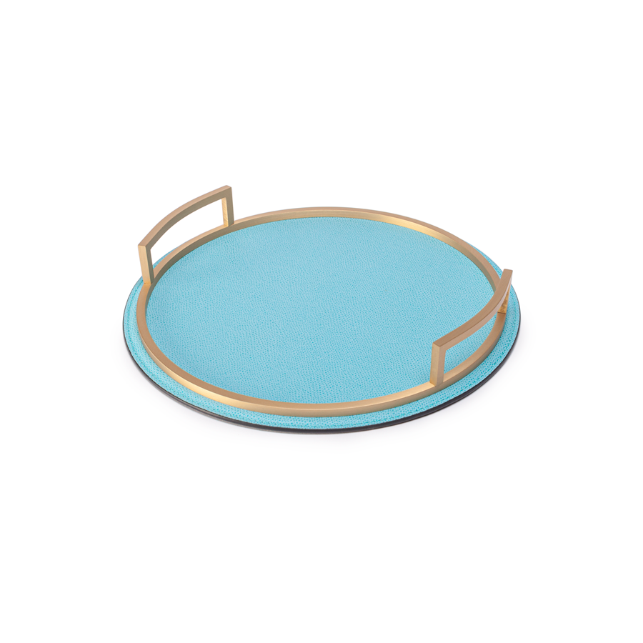 Round Handled Leather Tray by Giobagnara