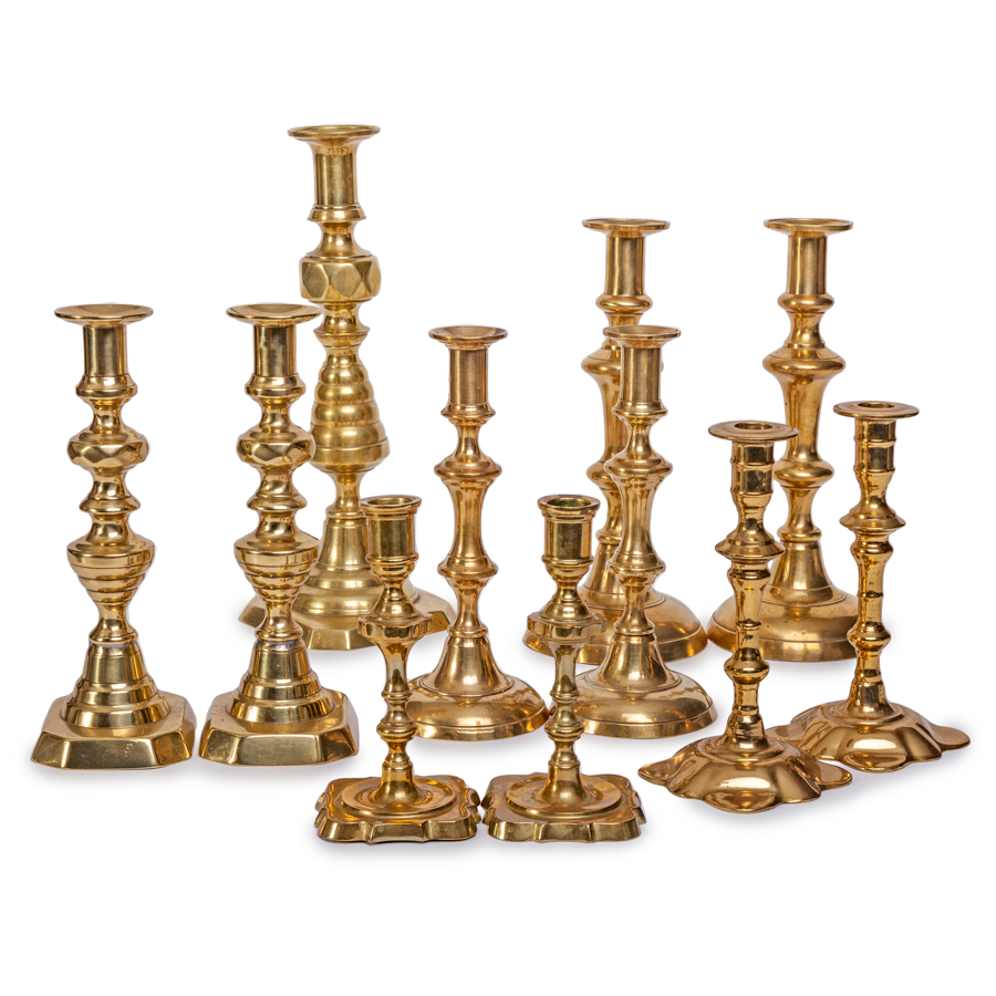 English Brass Candlesticks - Pair