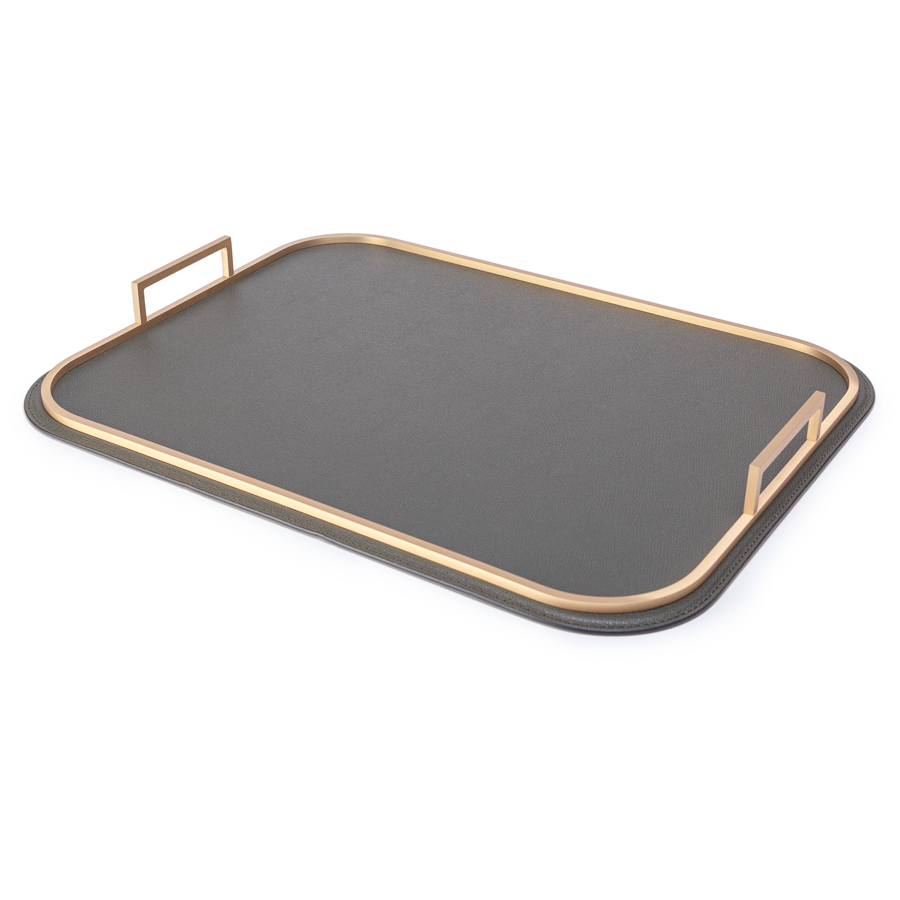 Rectangle Bellini Leather Tray by Giobagnara