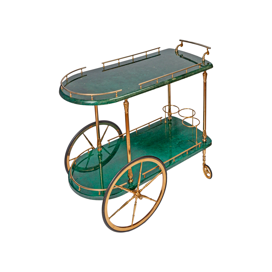 Aldo Tura Green Bar Cart