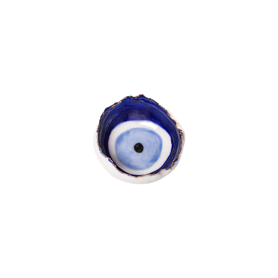 HB Pottery Jagged Evil Eye Dish with Gold Luster