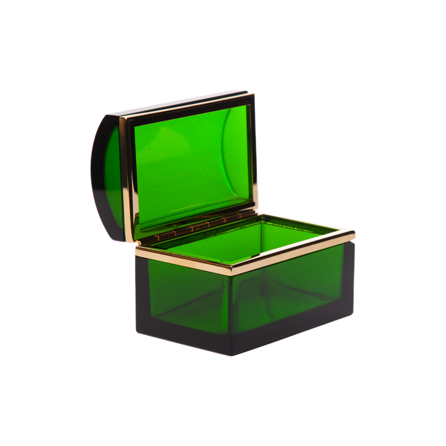 Italian Murano Glass Box with Gold Details