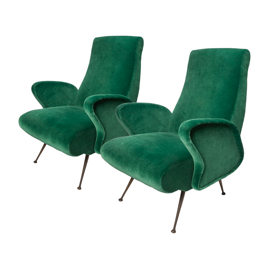 Italian Mid-Century Lounge Chairs - Set of 2 Lower