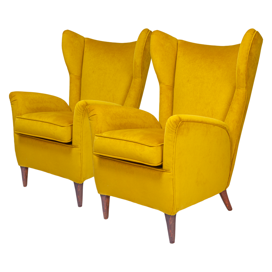 Italian Mid-Century Gold Lounge Chairs - Set of 2