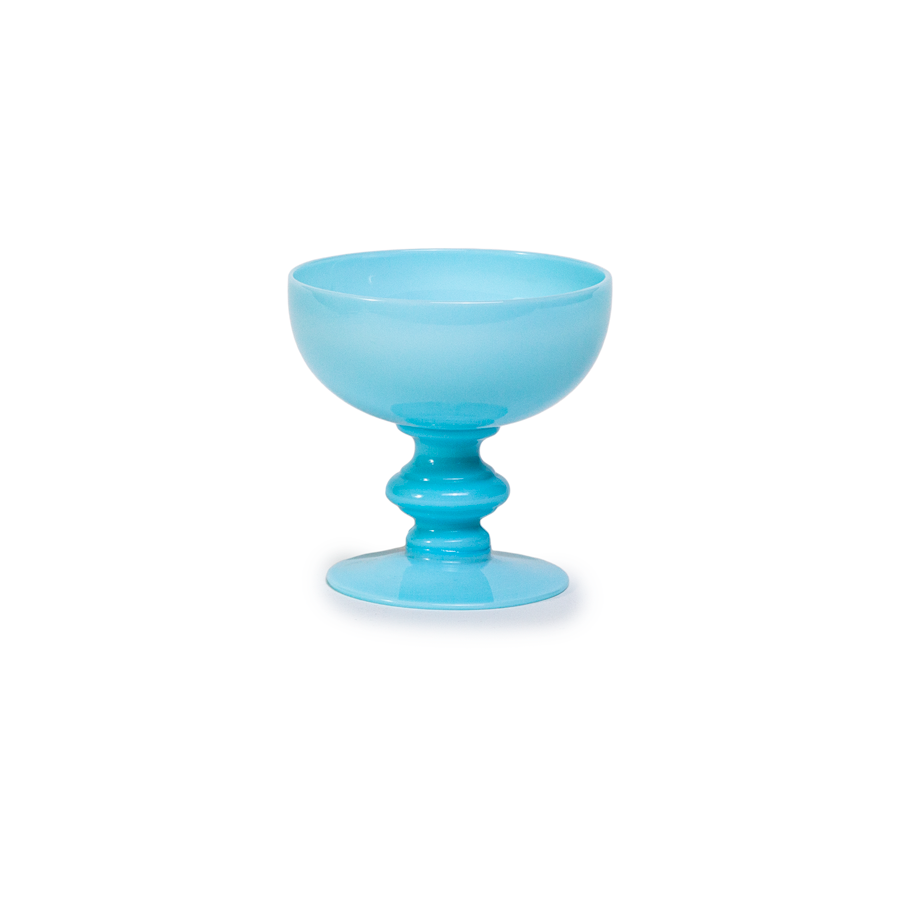 Coupe Glasses French Portieux Vallerysthal  Blue Opaline - Set of 6