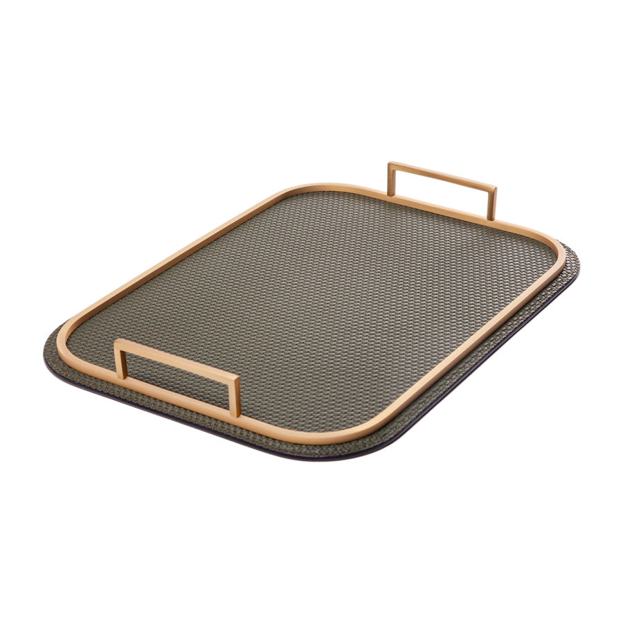 Rectangle Bellini Leather Tray by Giobagnara