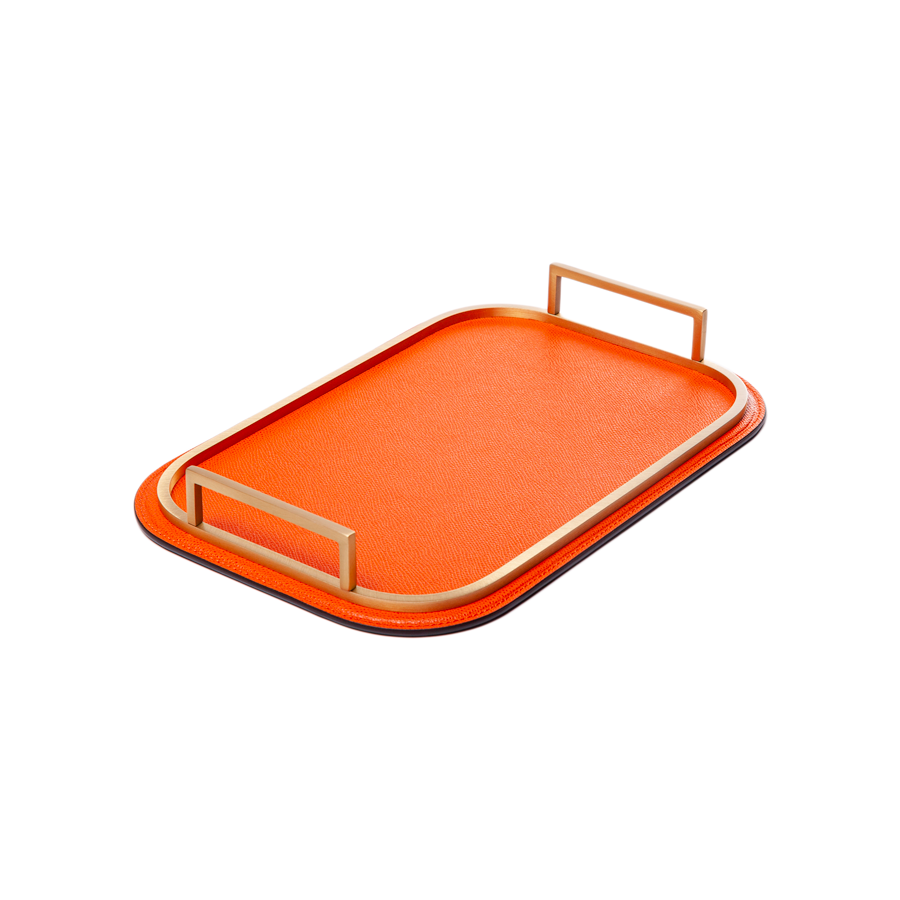 Rectangle Bellini Leather Tray by Giobagnara