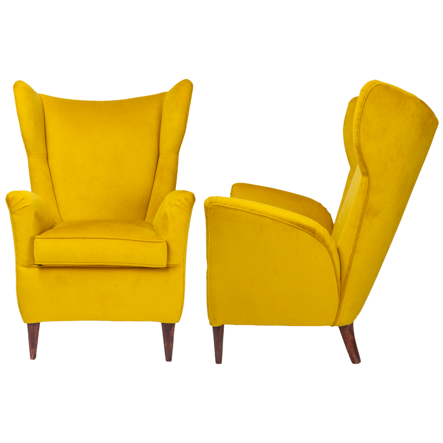 Italian Mid-Century Gold Lounge Chairs - Set of 2