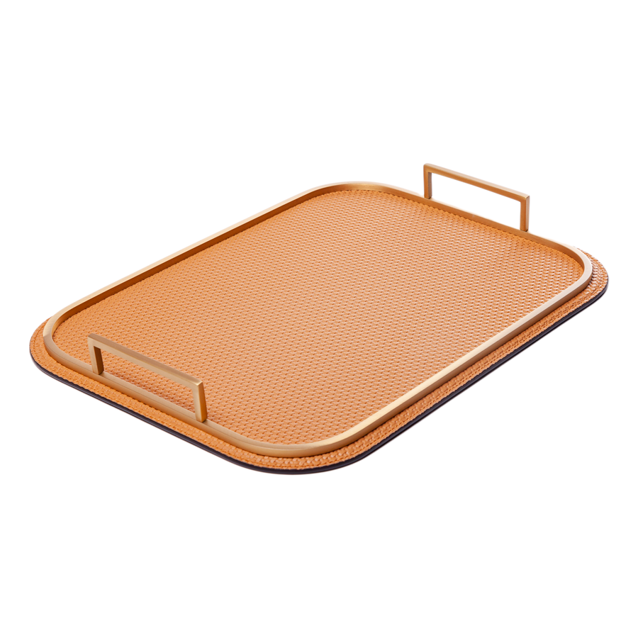 Rectangle Bellini Leather Tray by Giobagnara