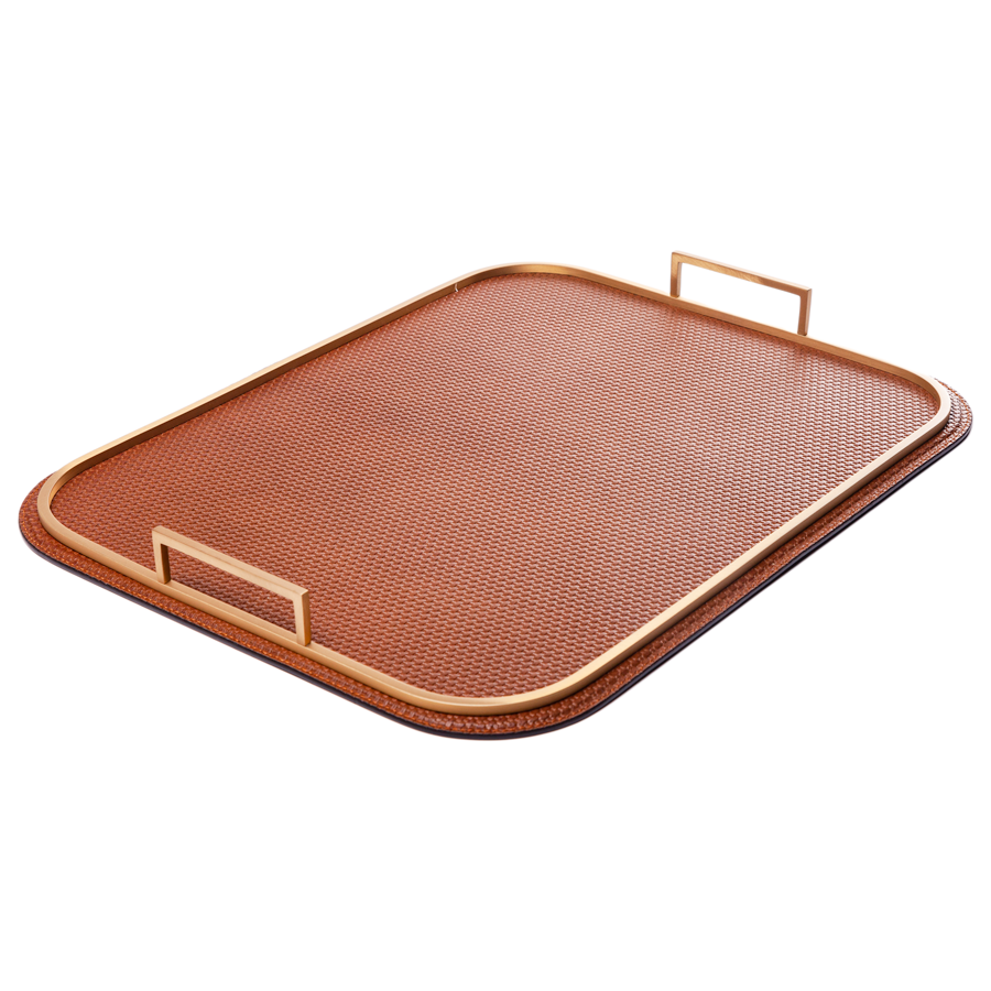 Rectangle Bellini Leather Tray by Giobagnara