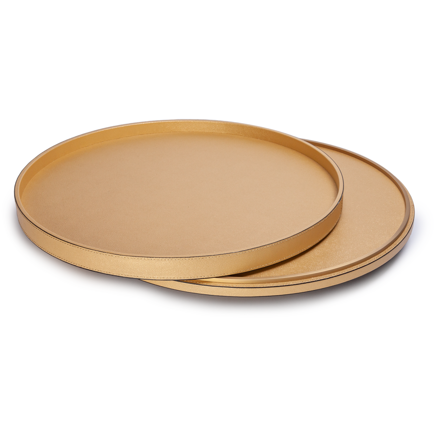 Italian Leather Lazy Susan with Removable Tray by Giobagnara