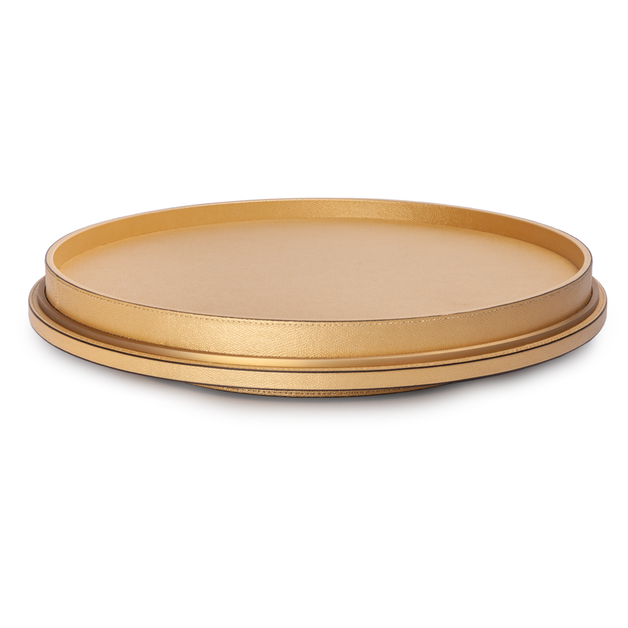Italian Leather Lazy Susan with Removable Tray by Giobagnara - special order - 6 to 8 weeks for delivery