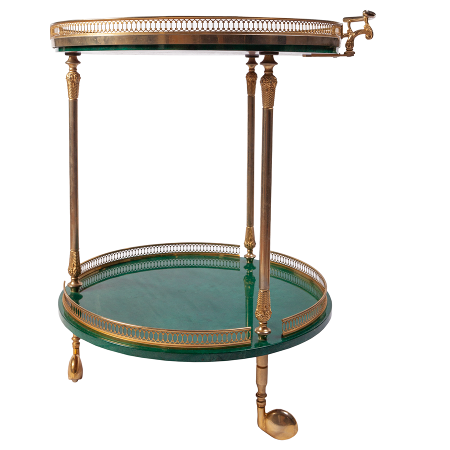 Green Aldo Tura Bar Cart