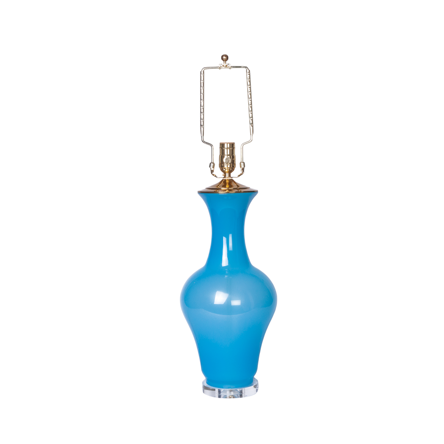 Blue French Opaline Lamp