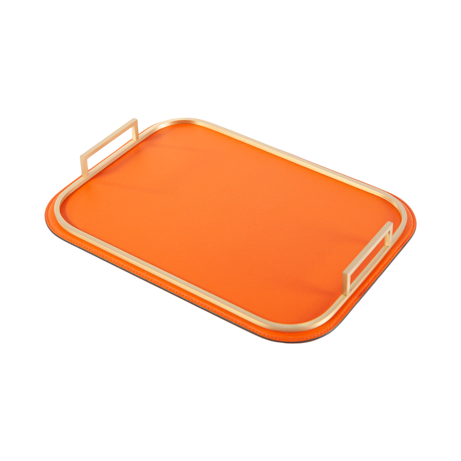 Rectangle Bellini Leather Tray by Giobagnara