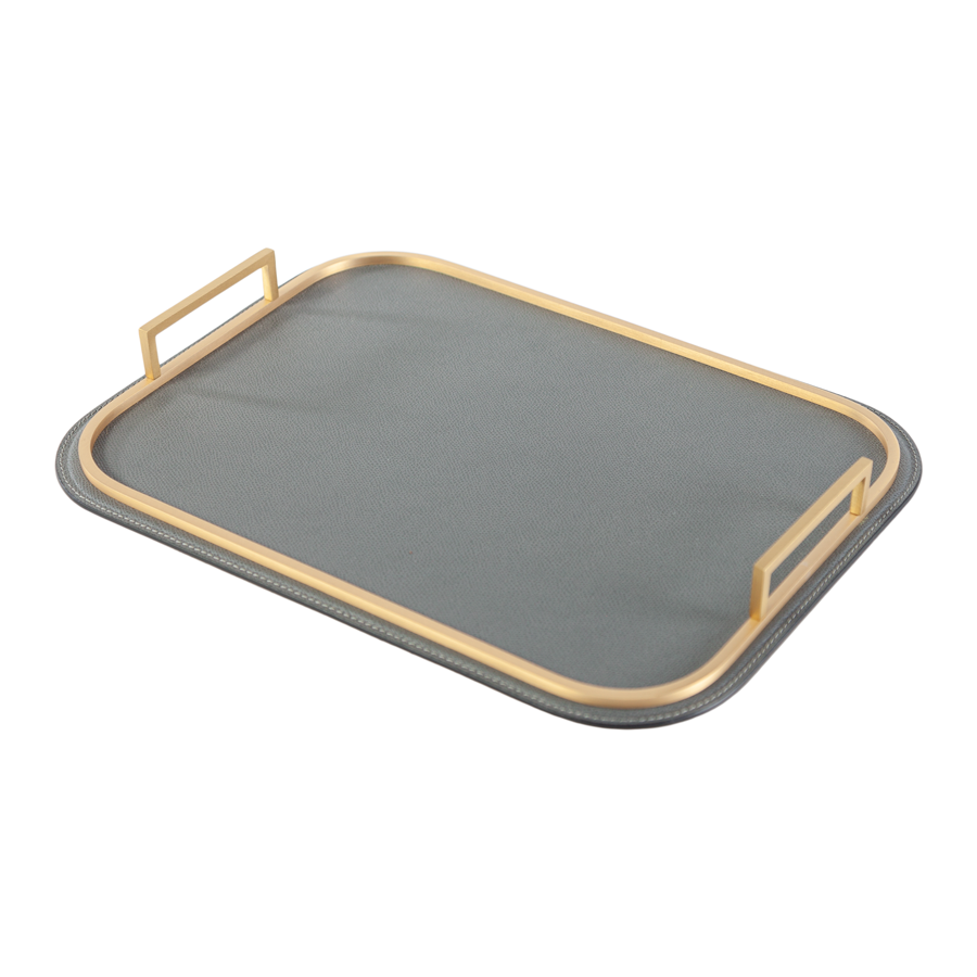 Rectangle Bellini Leather Tray by Giobagnara