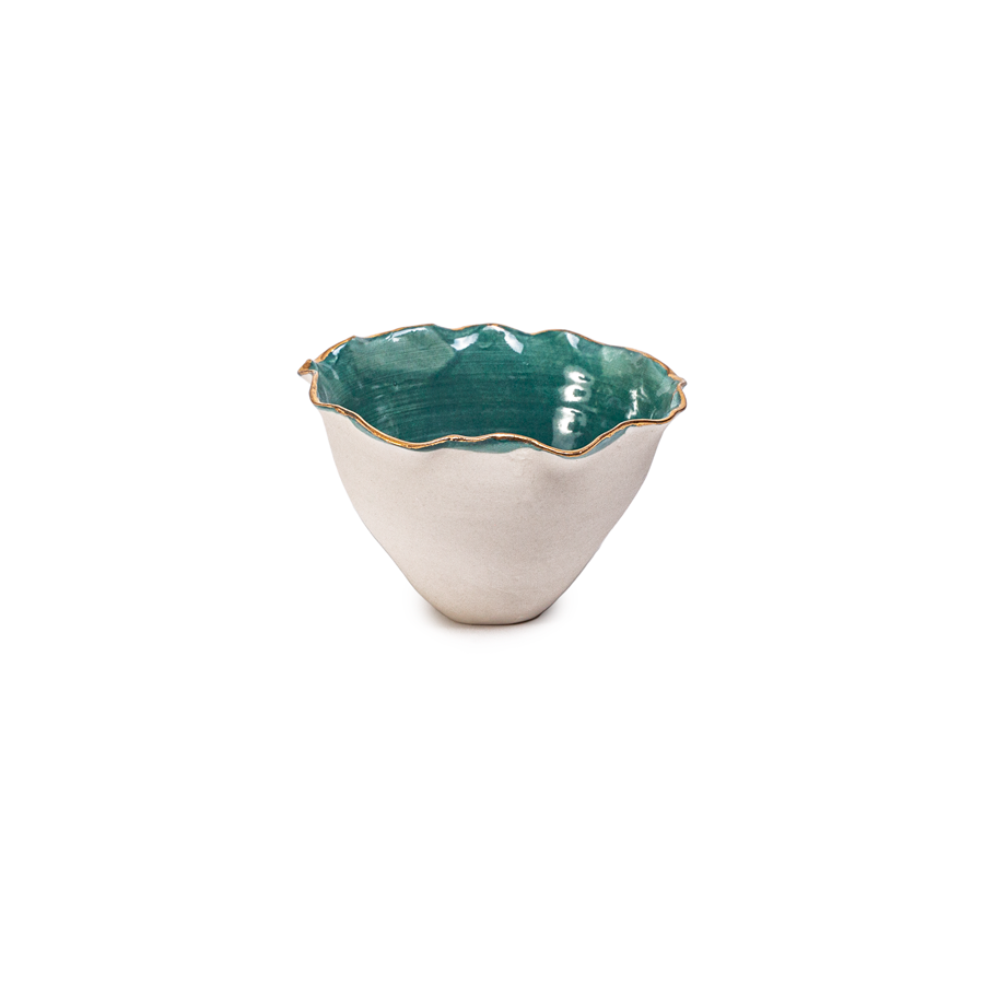 Scalloped Italian Raw Porcelain Bowl