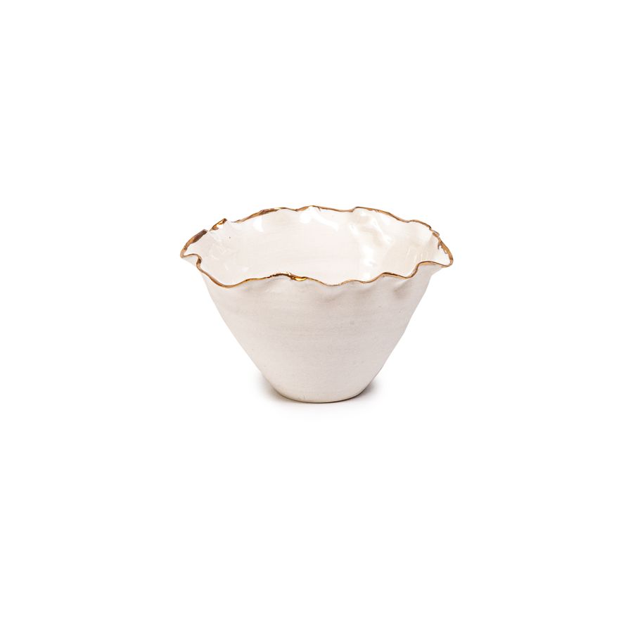 Scalloped Italian Raw Porcelain Bowl