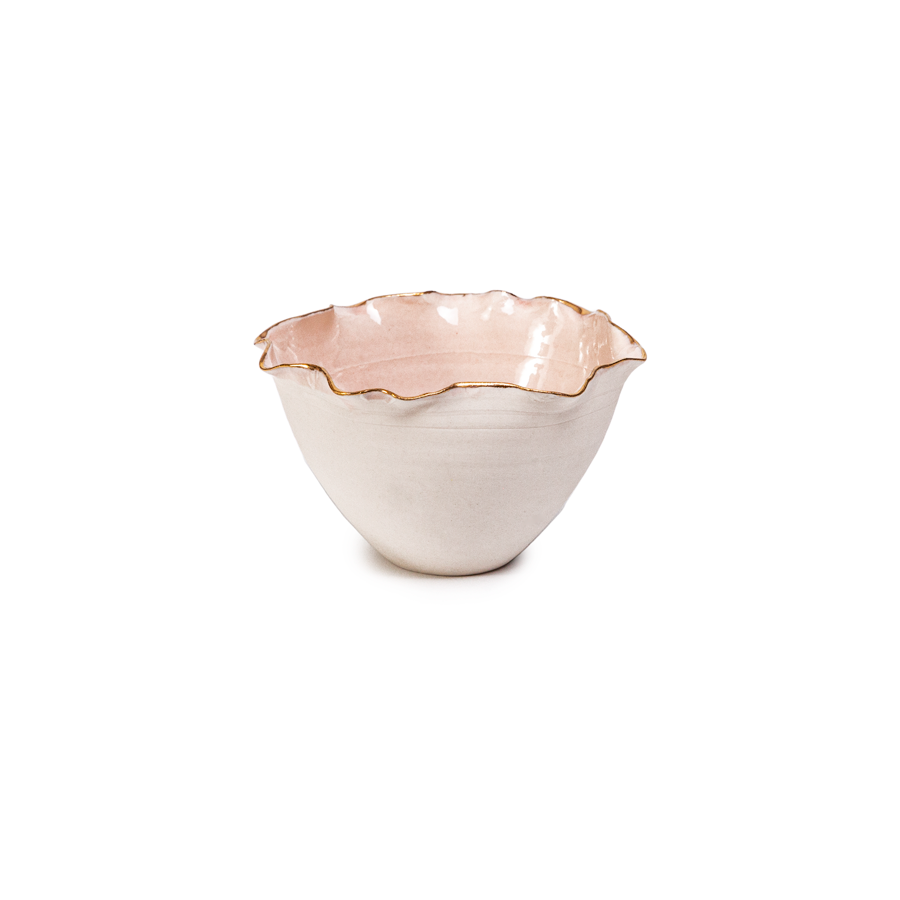 Scalloped Italian Raw Porcelain Bowl