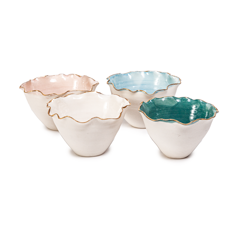 Scalloped Italian Raw Porcelain Bowl