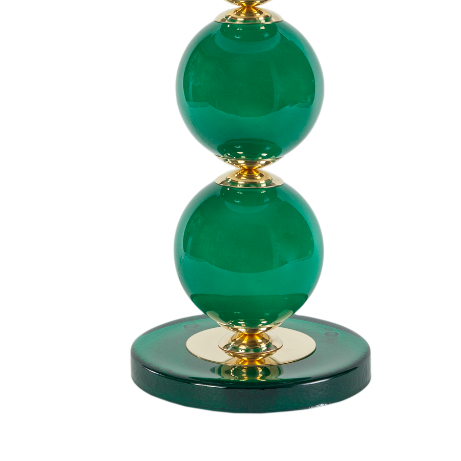 Pair of Opaque Candy Green Murano Glass and Brass Ball Lamps
