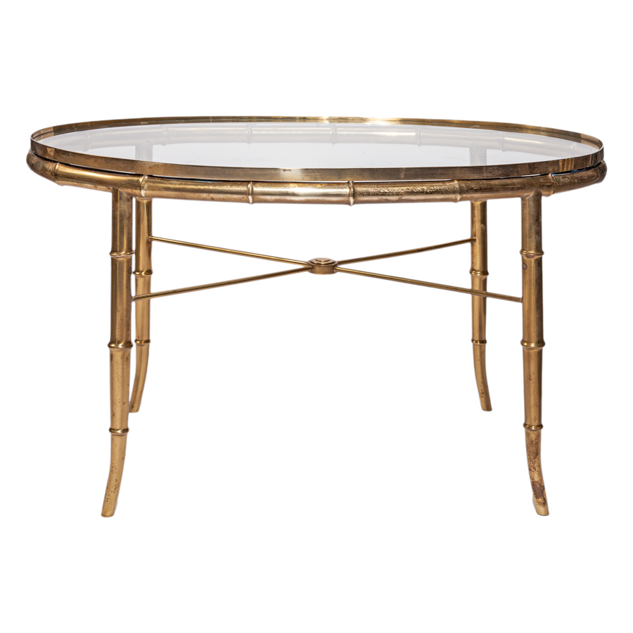 Brass Oval Bamboo Coffee Table