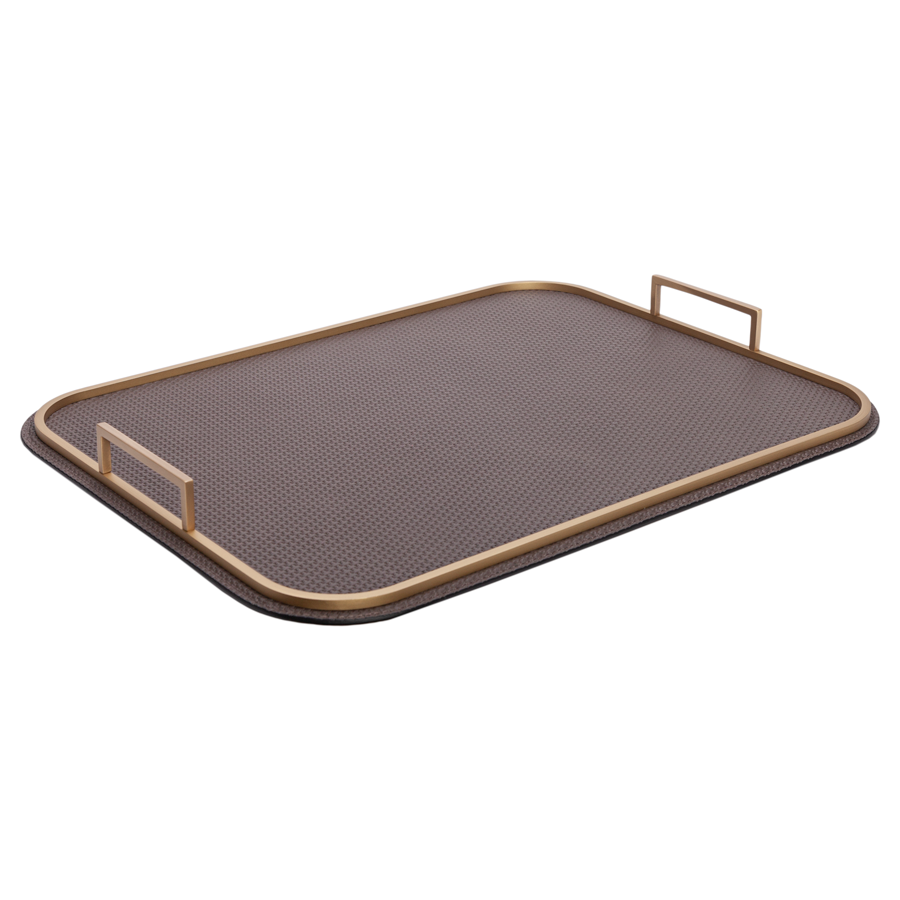 Rectangle Bellini Leather Tray by Giobagnara