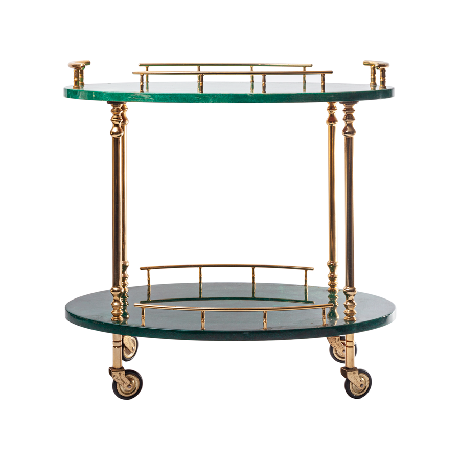 Aldo Tura Small Green Bar Cart