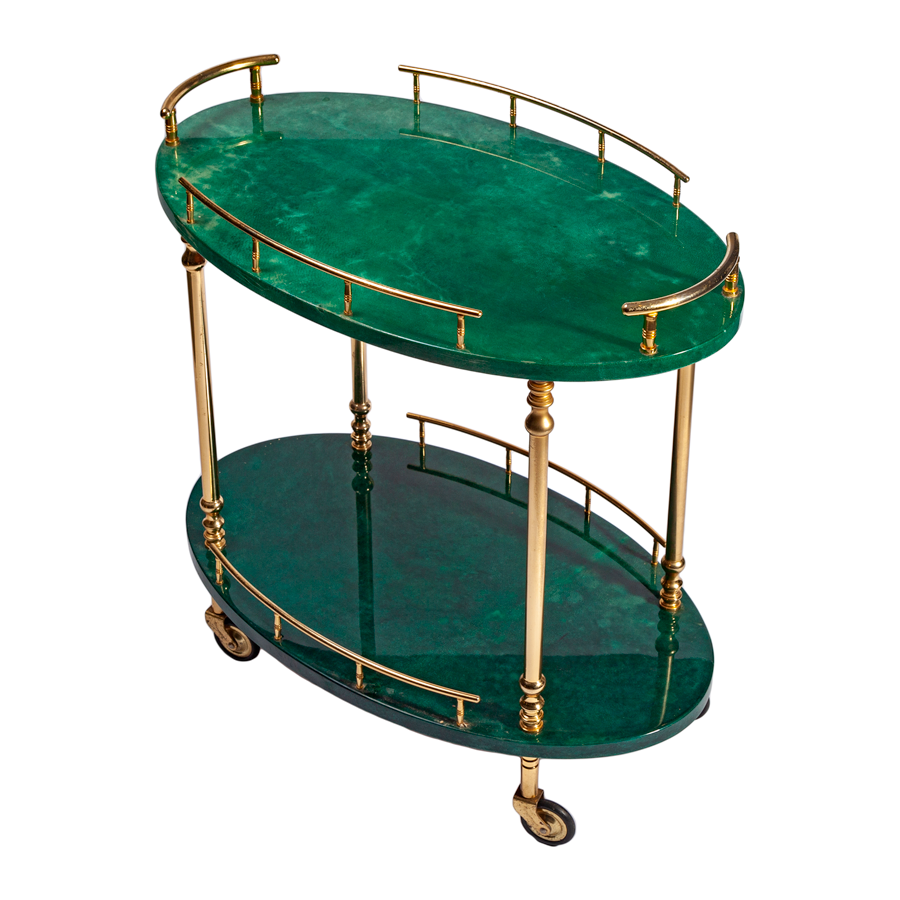 Aldo Tura Small Green Bar Cart