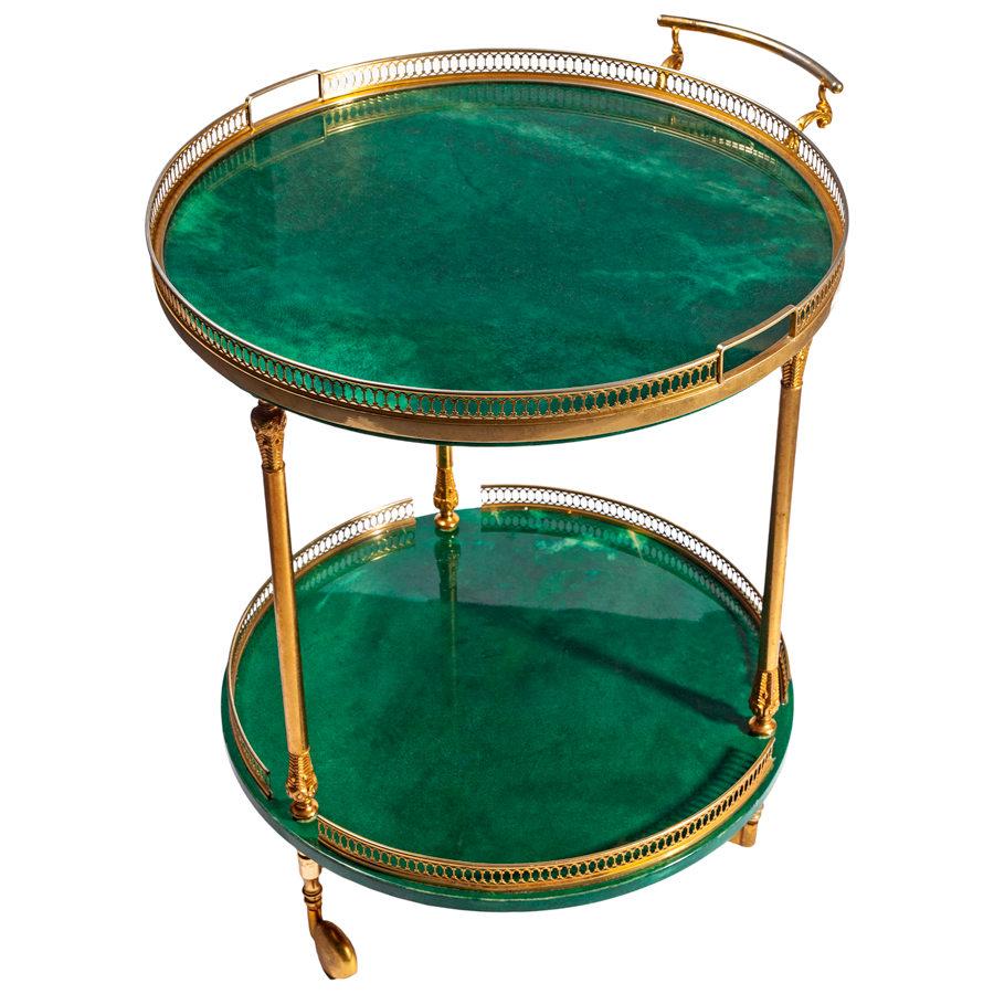 Green Aldo Tura Bar Cart