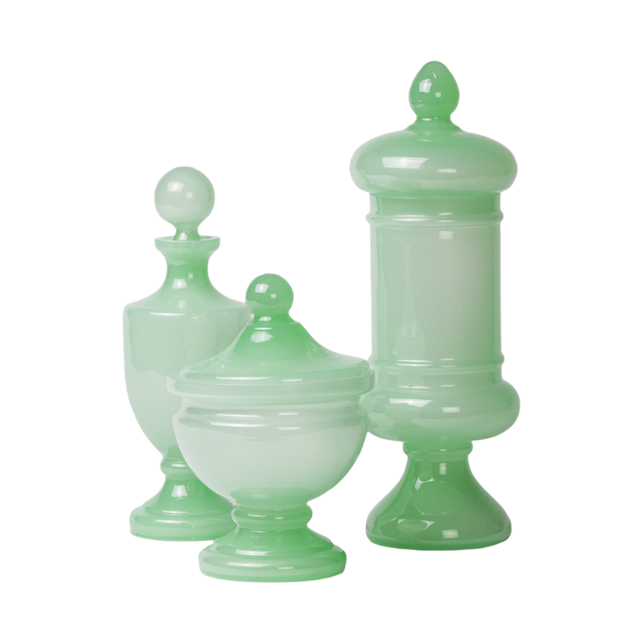 Green Opaline Vanity Set