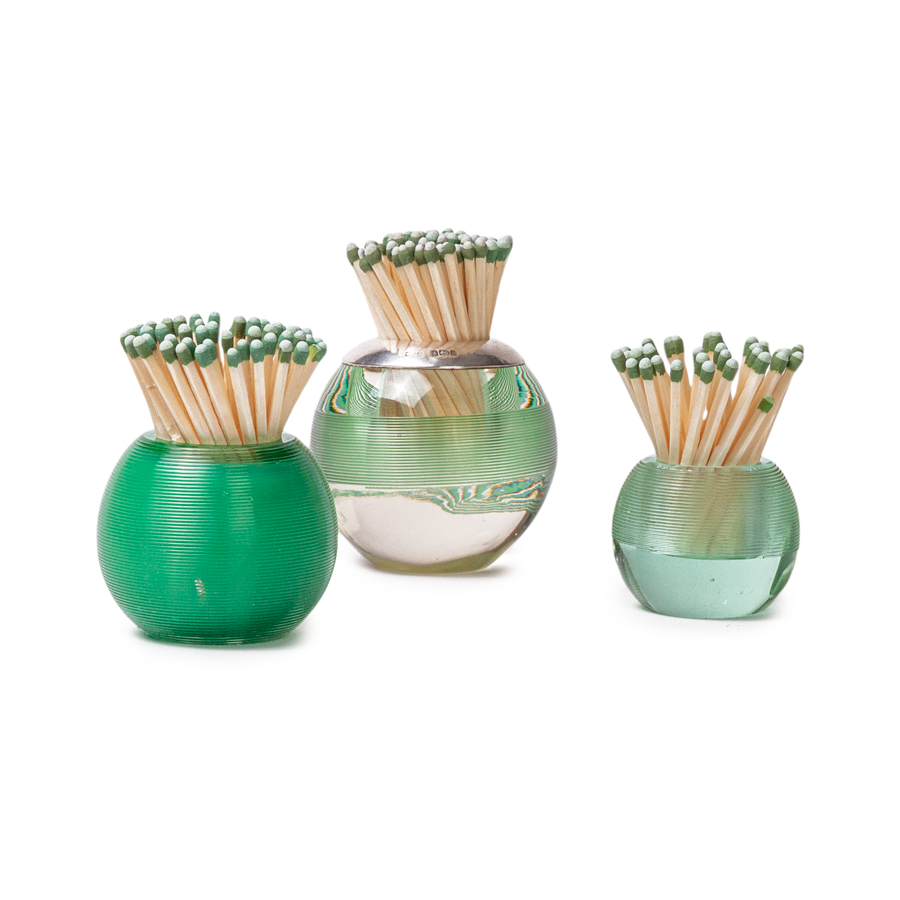 Green Match Striker with sterling silver rim