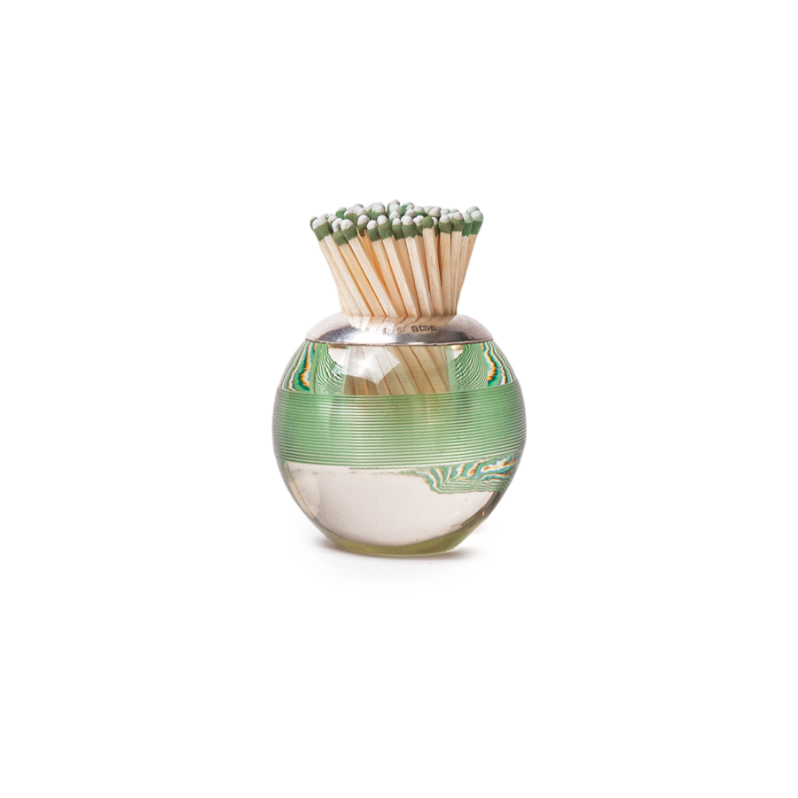 Green Match Striker with sterling silver rim